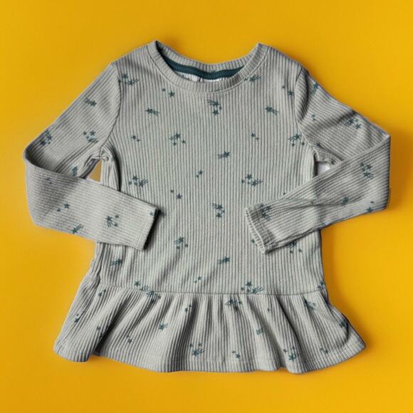 Cat & Jack 5T Green Toddler Dress With Shooting Stars Long-sleeve Flowy Texture - Picture 1 of 9